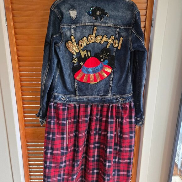 AMAZING STAGE or CONCERT Demin & Plaid Duster Coat - Picture 2 of 6